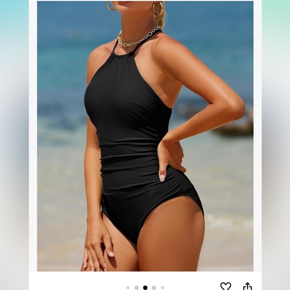 Holipick Black High Neck One Piece Swimsuit-size L Tummy Control - Picture 4 of 8